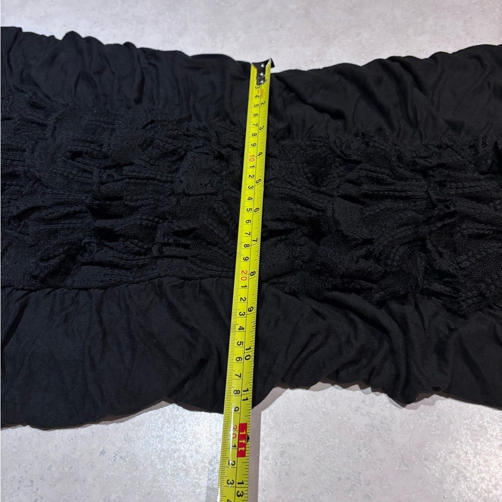 GUESS BLACK RUCHED HALTER/STRAPLESS MINI DRESS WITH LACE RUFFLING - Picture 8 of 11